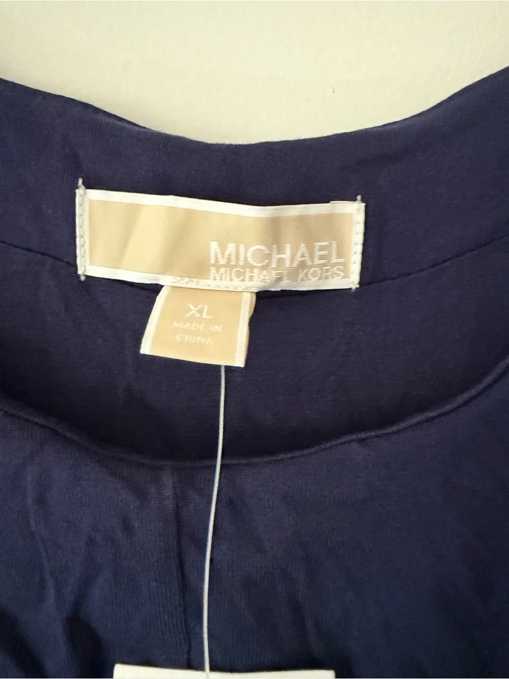NWT women’s Michael Kors Navy Ruffle Cold-Shoulder Maxi Dress; XL
